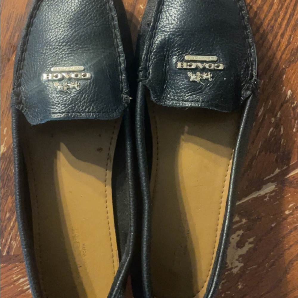 Coach Black Leather Slip-On Shoes